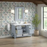 Breckenridge 48" Single Vanity, Serenity Blue, w/ Single Hole 3 CM White Zeus Quartz Top & Backsplash