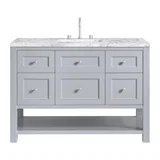 Breckenridge 48" Single Vanity, Serenity Blue, w/ 3 CM Carrara Marble Top
