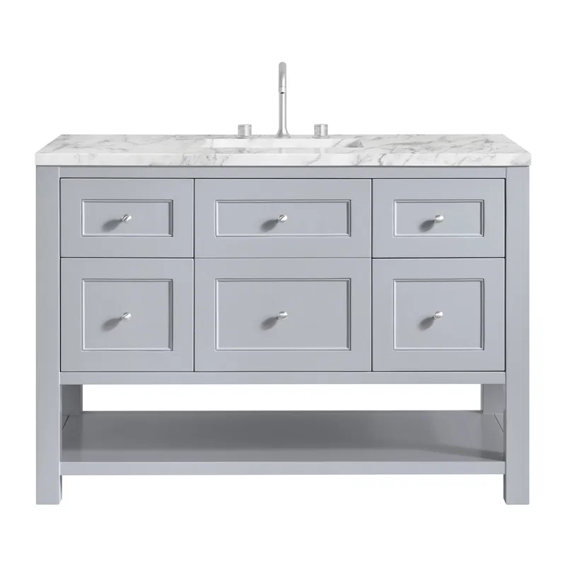 Breckenridge 48" Single Vanity, Serenity Blue, w/ 3 CM Carrara Marble Top