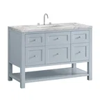 Breckenridge 48" Single Vanity, Serenity Blue, w/ 3 CM Carrara Marble Top