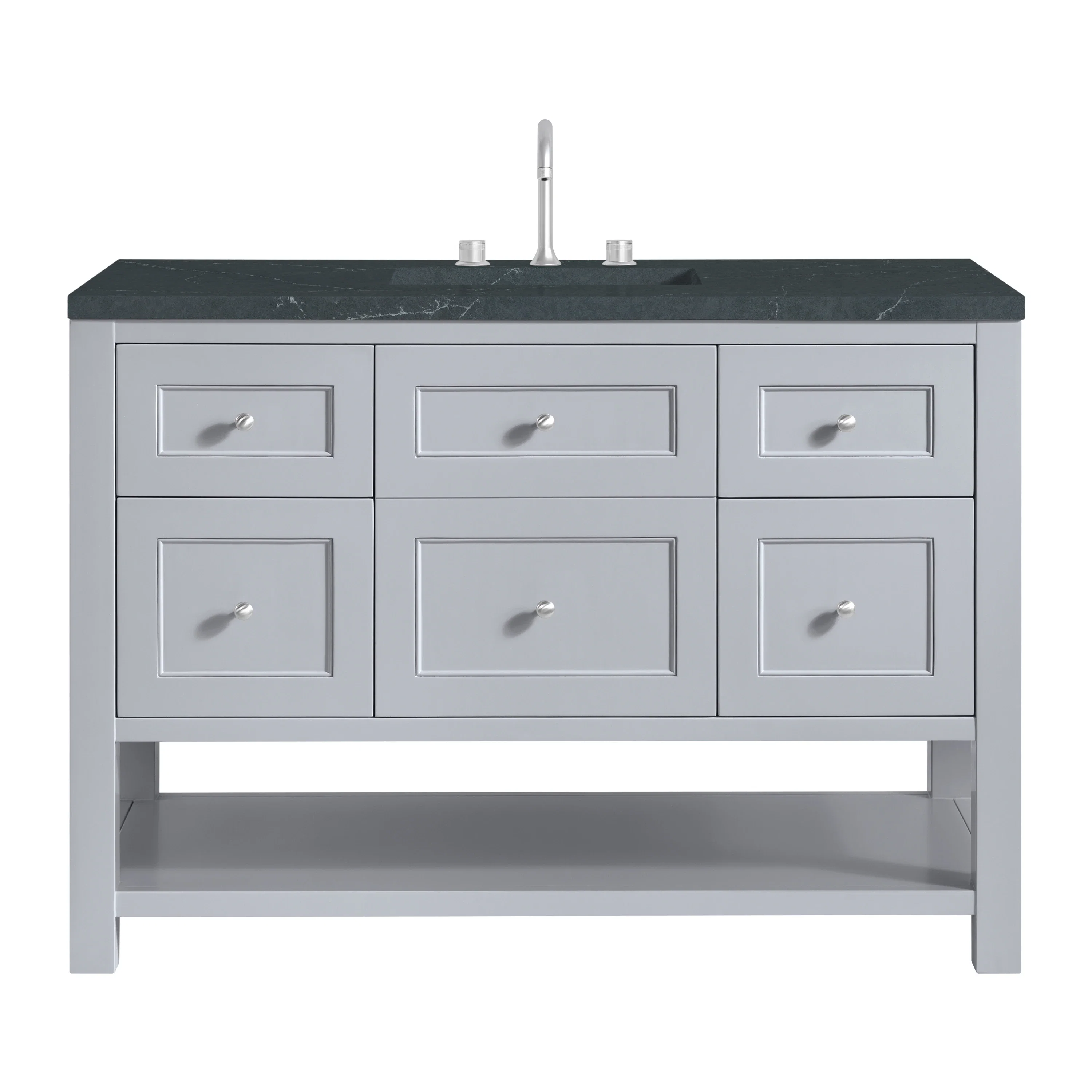 Breckenridge 48" Single Vanity, Serenity Blue, w/ 3 CM Charcoal Soapstone Quartz Top