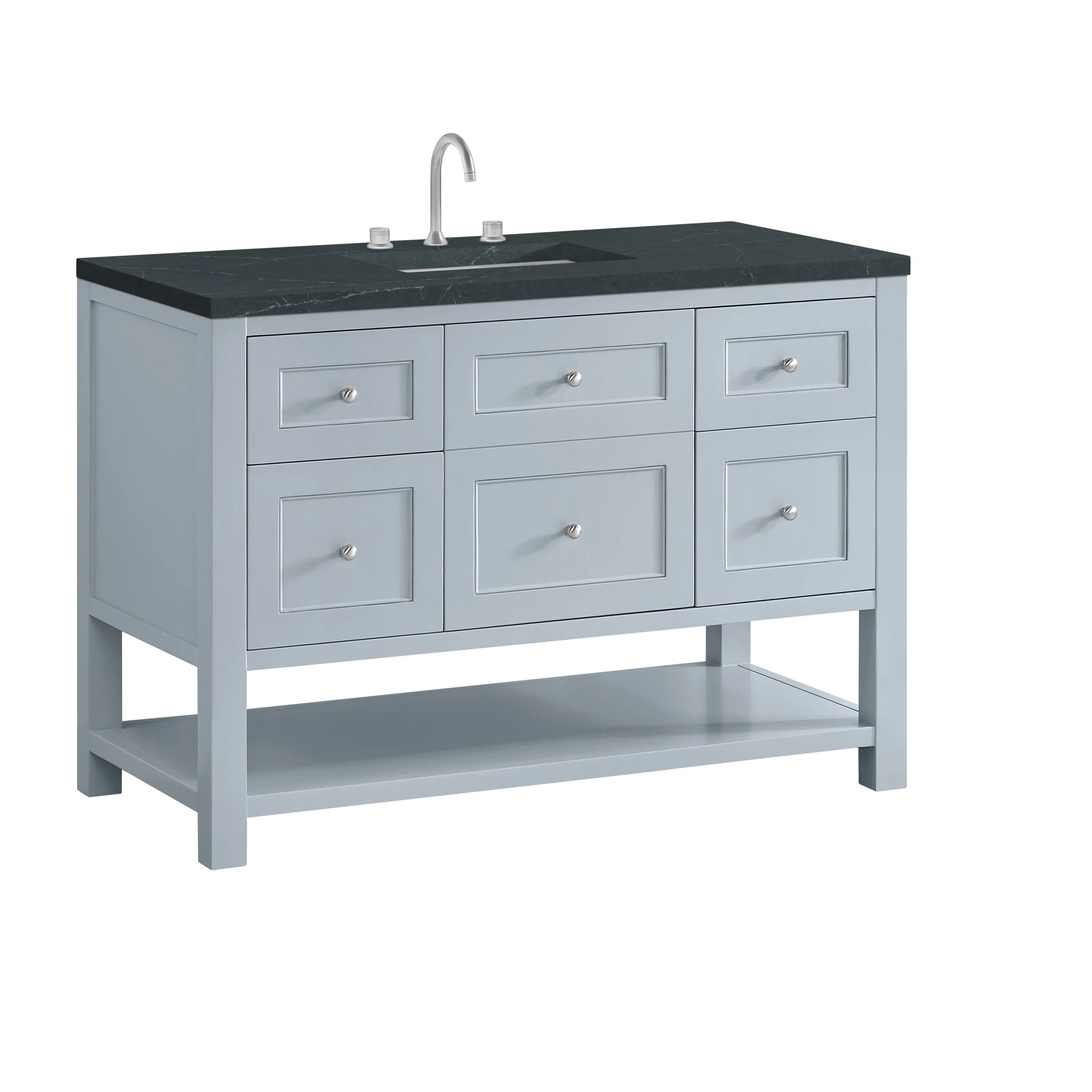 Breckenridge 48" Single Vanity, Serenity Blue, w/ 3 CM Charcoal Soapstone Quartz Top