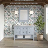 Breckenridge 48" Single Vanity, Serenity Blue, w/ 3 CM Eternal Jasmine Pearl Quartz Top
