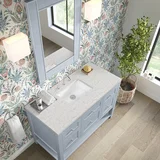 Breckenridge 48" Single Vanity, Serenity Blue, w/ 3 CM Eternal Jasmine Pearl Quartz Top