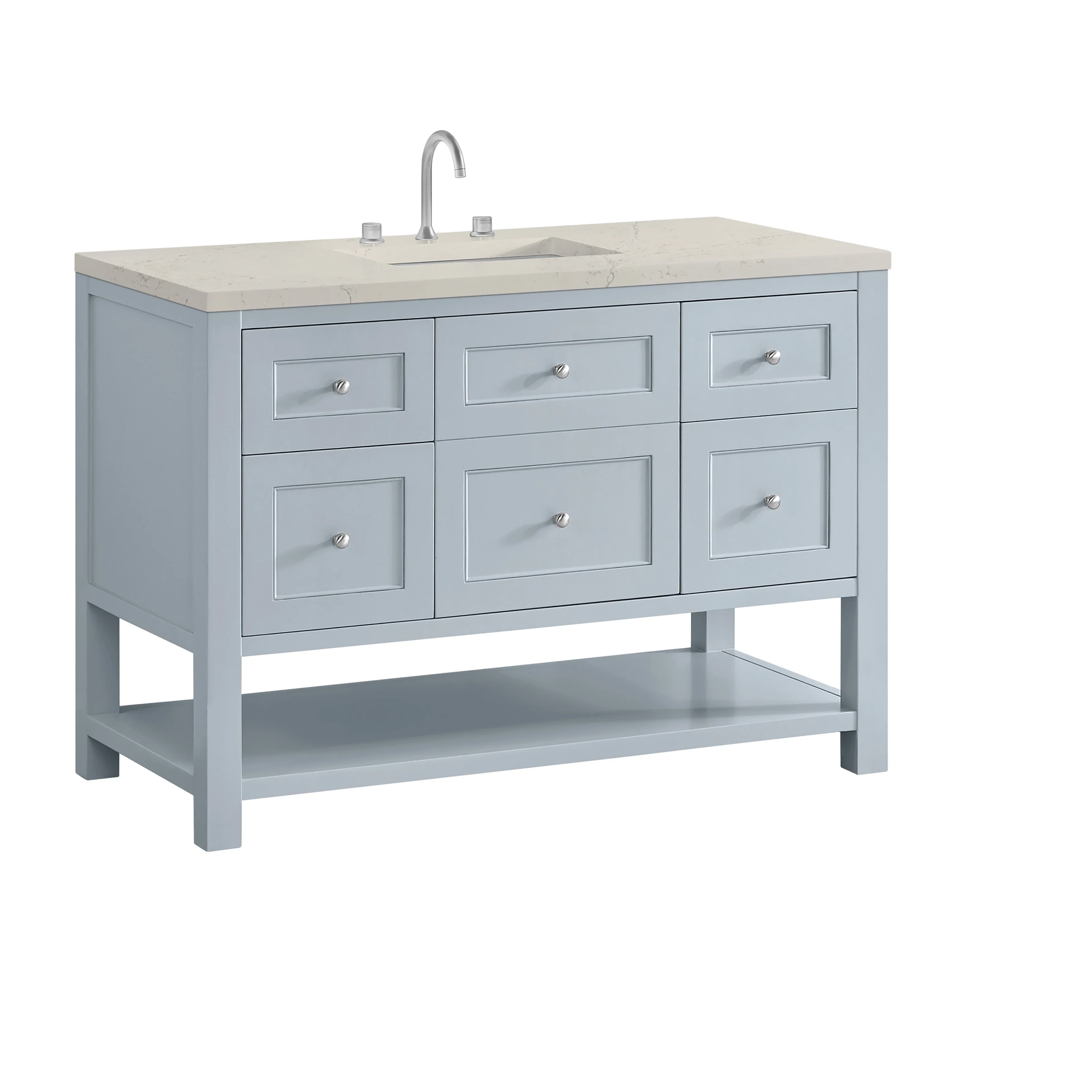 Breckenridge 48" Single Vanity, Serenity Blue, w/ 3 CM Siberian Silestone Top
