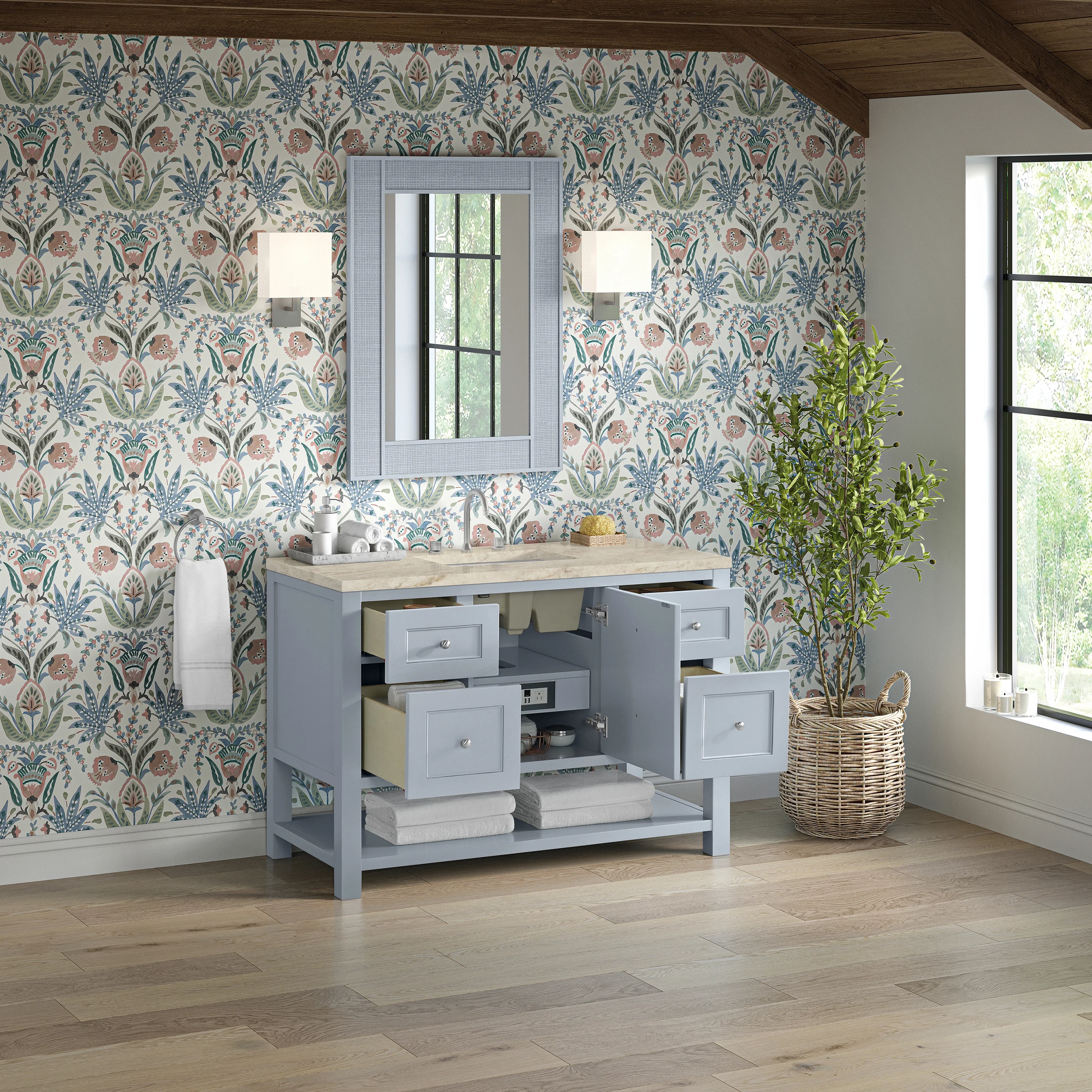 Breckenridge 48" Single Vanity, Serenity Blue, w/ 3 CM Tajnar Eclos Top