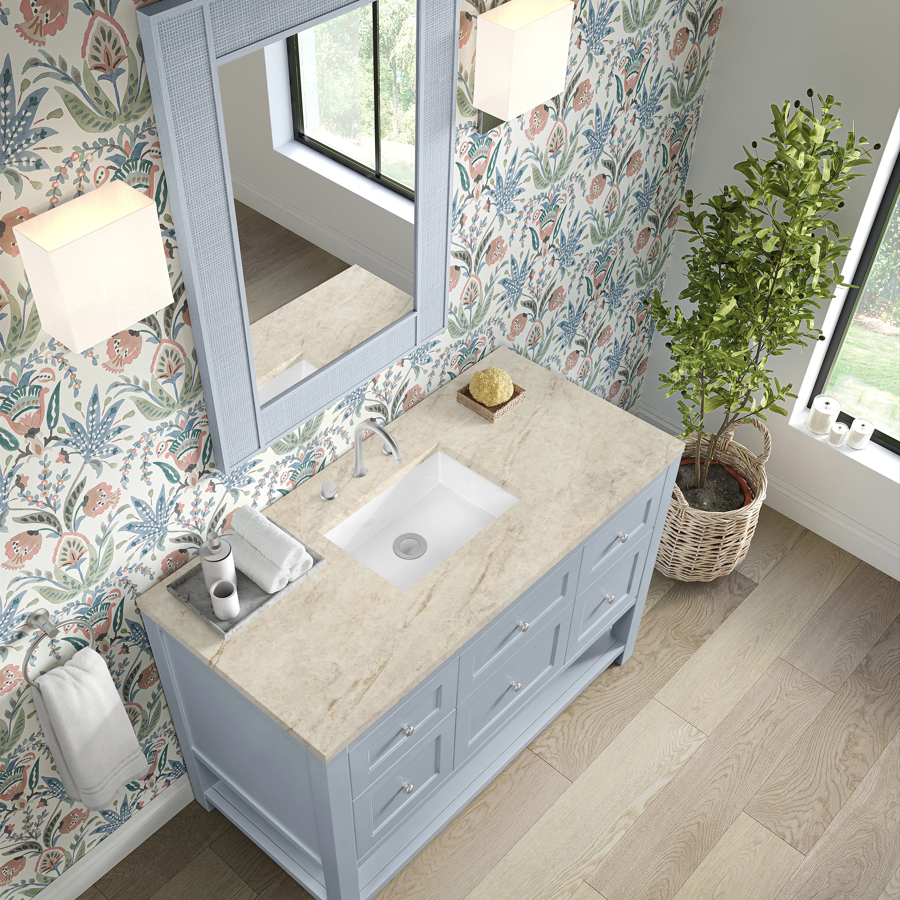 Breckenridge 48" Single Vanity, Serenity Blue, w/ 3 CM Tajnar Eclos Top