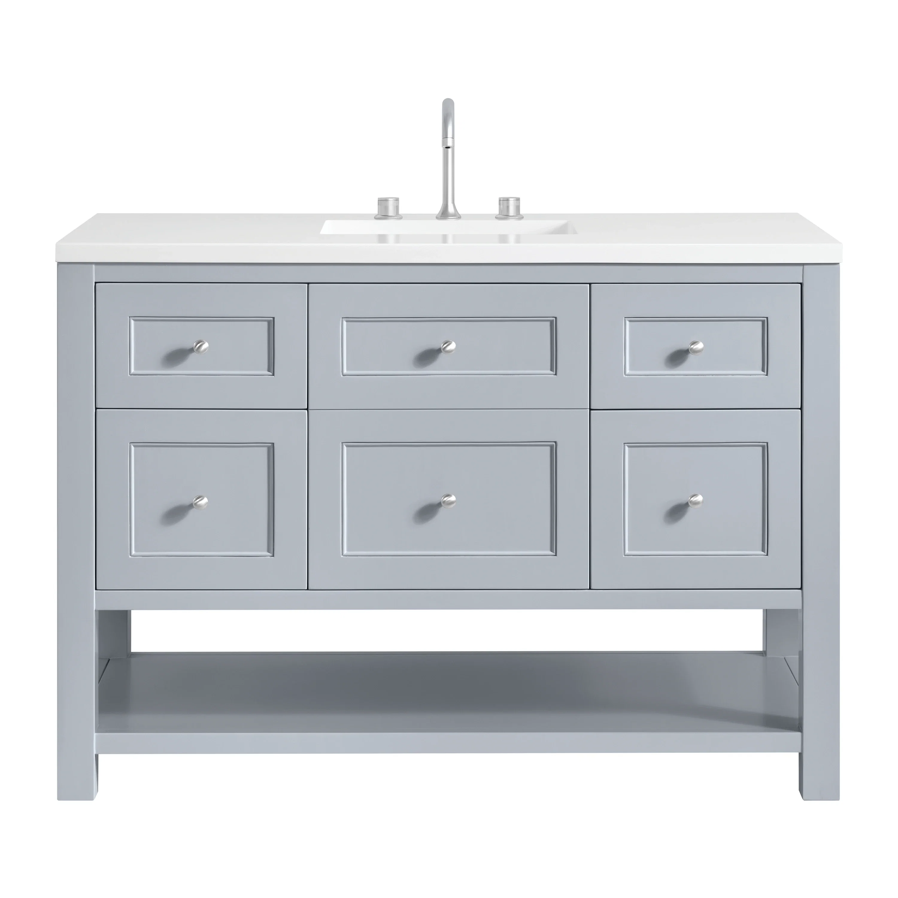 Breckenridge 48" Single Vanity, Serenity Blue, w/ 3 CM White Zeus Quartz Top