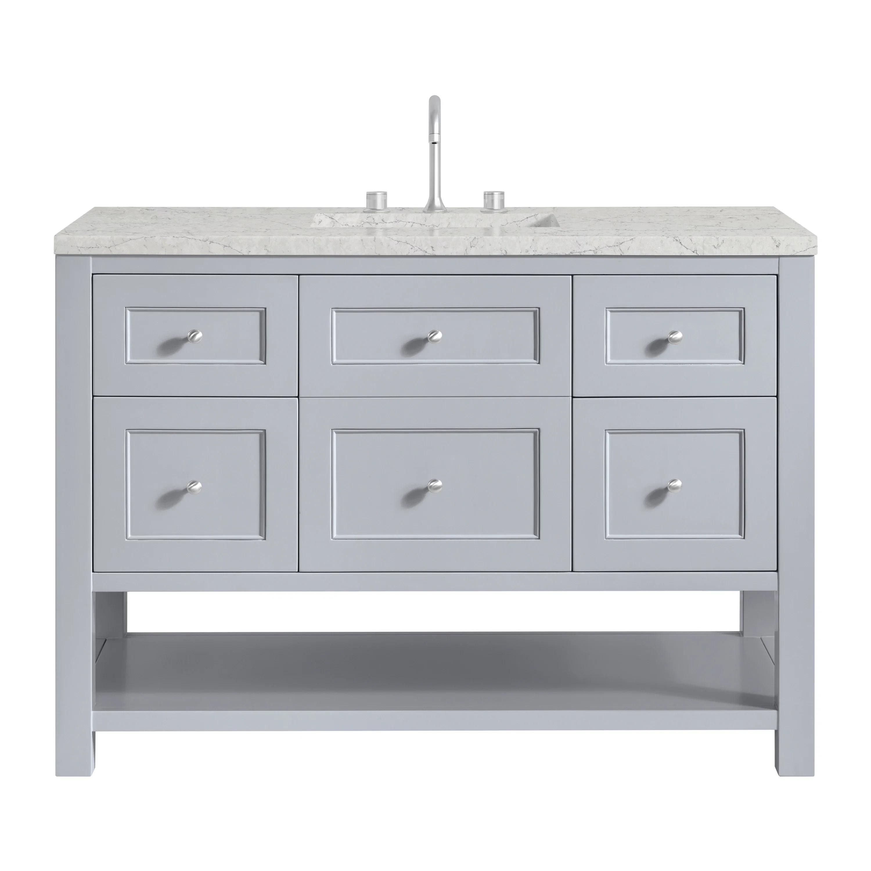 Breckenridge 48" Single Vanity, Serenity Blue, w/ 3 CM Eternal Jasmine Pearl Quartz Top w/FreePower Wireless Charger
