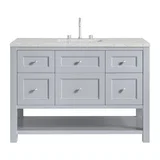 Breckenridge 48" Single Vanity, Serenity Blue, w/ 3 CM Eternal Jasmine Pearl Quartz Top w/FreePower Wireless Charger