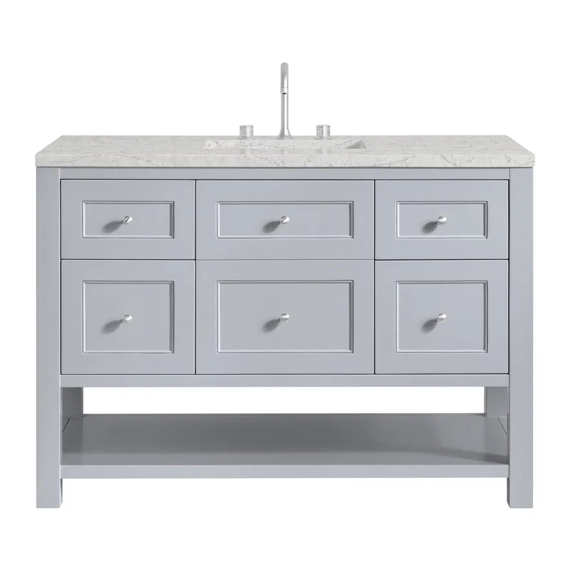 Breckenridge 48" Single Vanity, Serenity Blue, w/ 3 CM Eternal Jasmine Pearl Quartz Top w/FreePower Wireless Charger