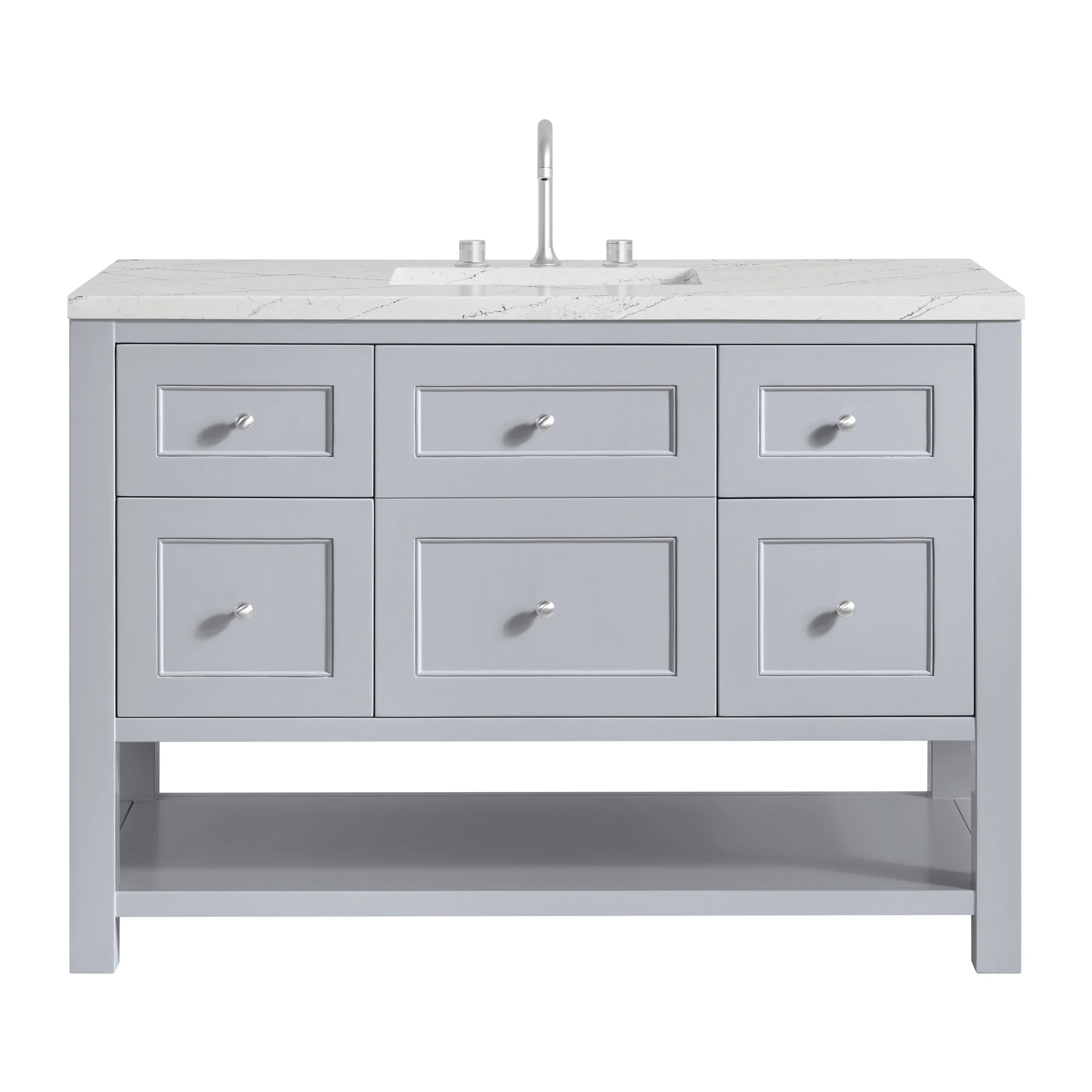 Breckenridge 48" Single Vanity, Serenity Blue, w/ 3 CM Ethereal Noctis Quartz Top w/FreePower Wireless Charger
