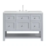 Breckenridge 48" Single Vanity, Serenity Blue, w/ 3 CM Ethereal Noctis Quartz Top w/FreePower Wireless Charger