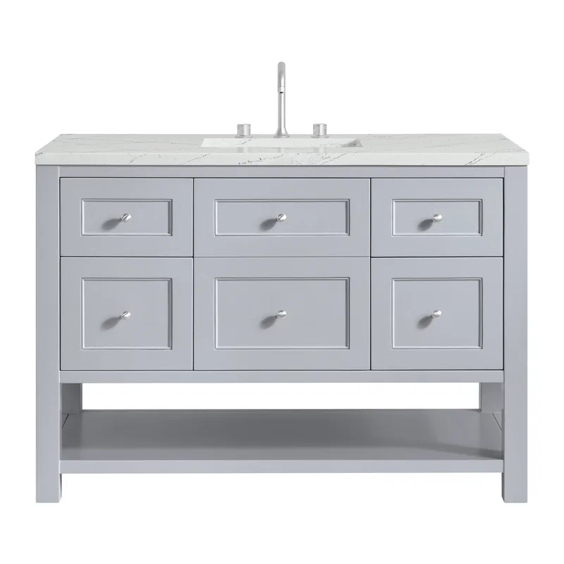 Breckenridge 48" Single Vanity, Serenity Blue, w/ 3 CM Ethereal Noctis Quartz Top w/FreePower Wireless Charger
