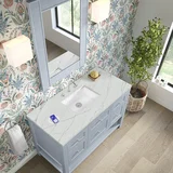 Breckenridge 48" Single Vanity, Serenity Blue, w/ 3 CM Ethereal Noctis Quartz Top w/FreePower Wireless Charger