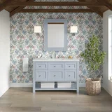 Breckenridge 48" Single Vanity, Serenity Blue, w/ 3 CM Ethereal Noctis Quartz Top w/FreePower Wireless Charger