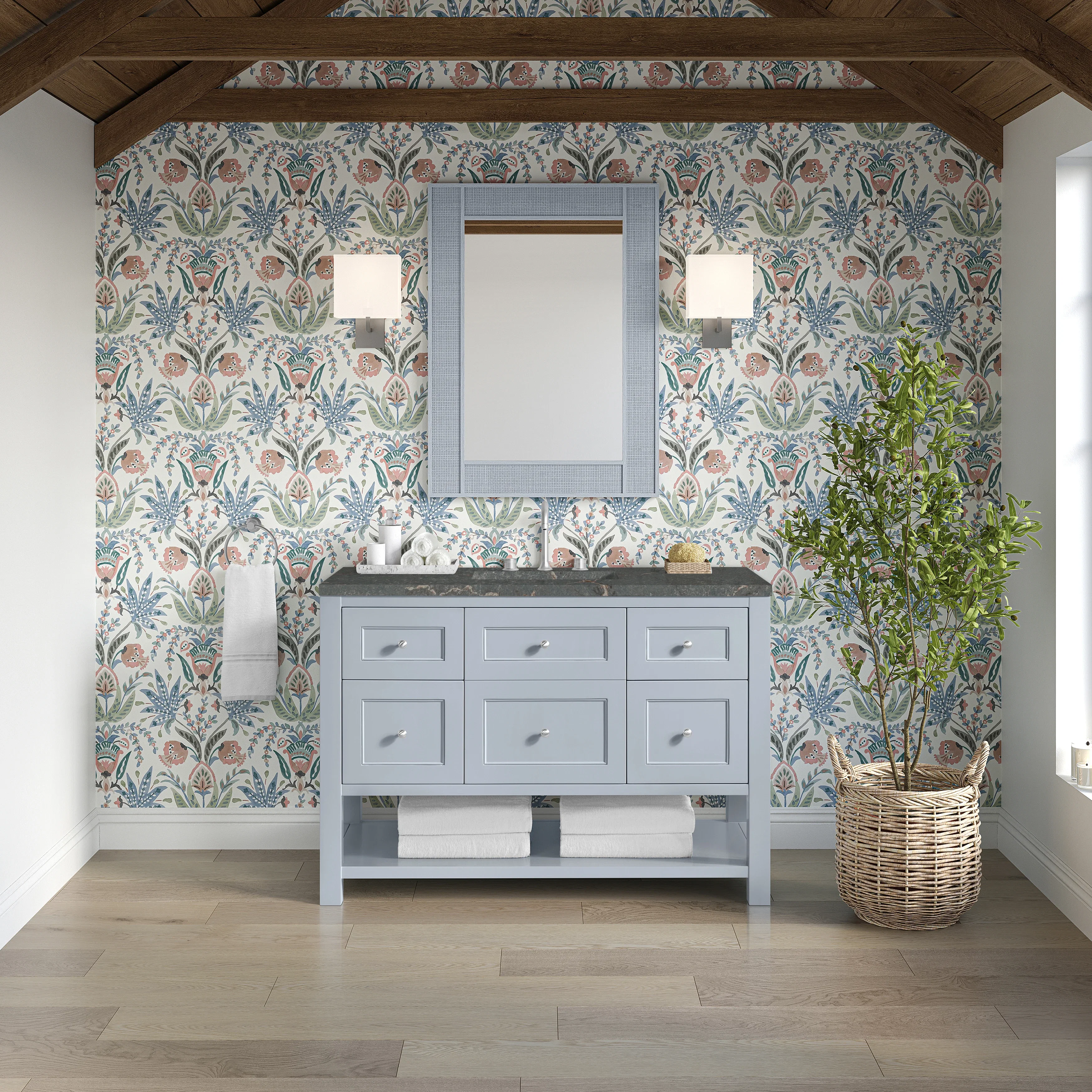 Breckenridge 48" Single Vanity, Serenity Blue, w/ 3 CM Parisien Bleu Quartz Top w/FreePower Wireless Charger