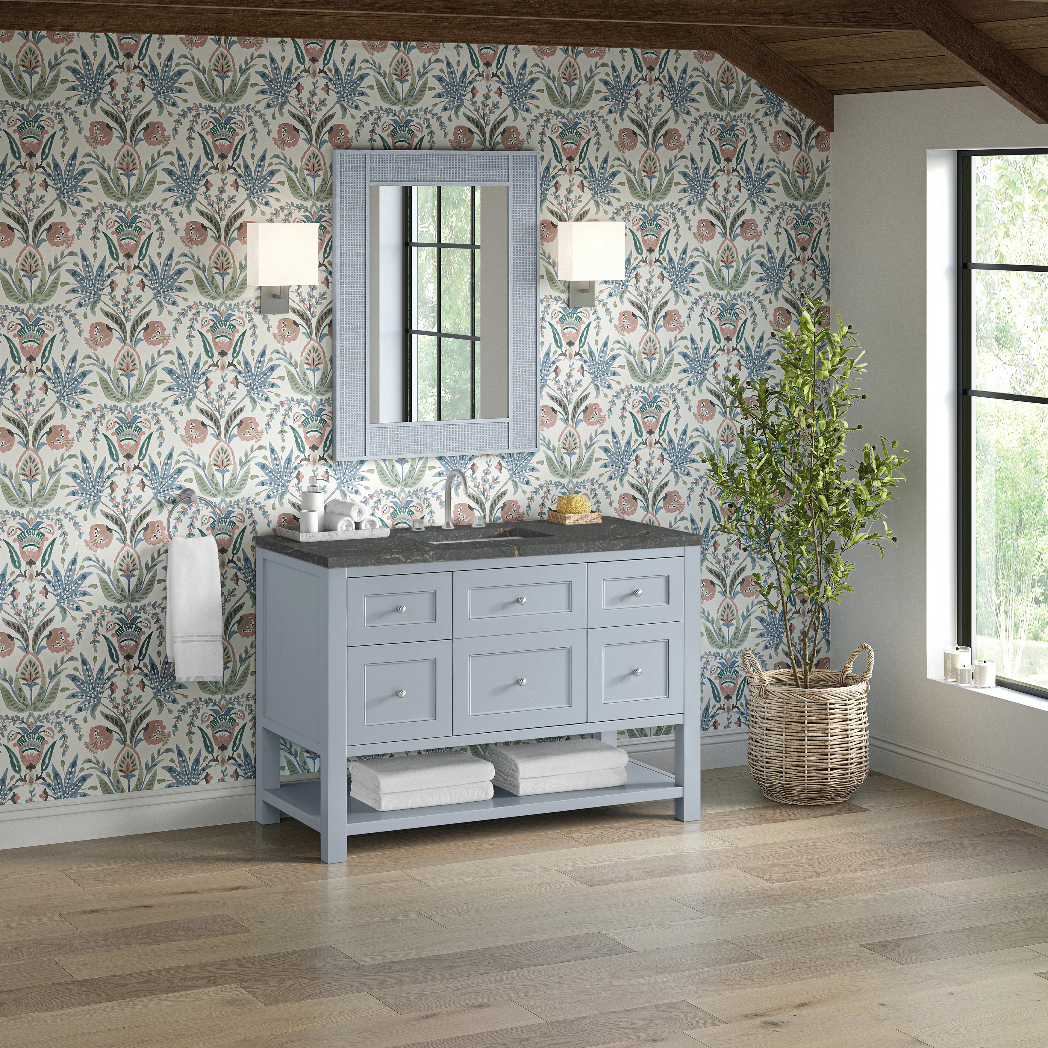 Breckenridge 48" Single Vanity, Serenity Blue, w/ 3 CM Parisien Bleu Quartz Top w/FreePower Wireless Charger