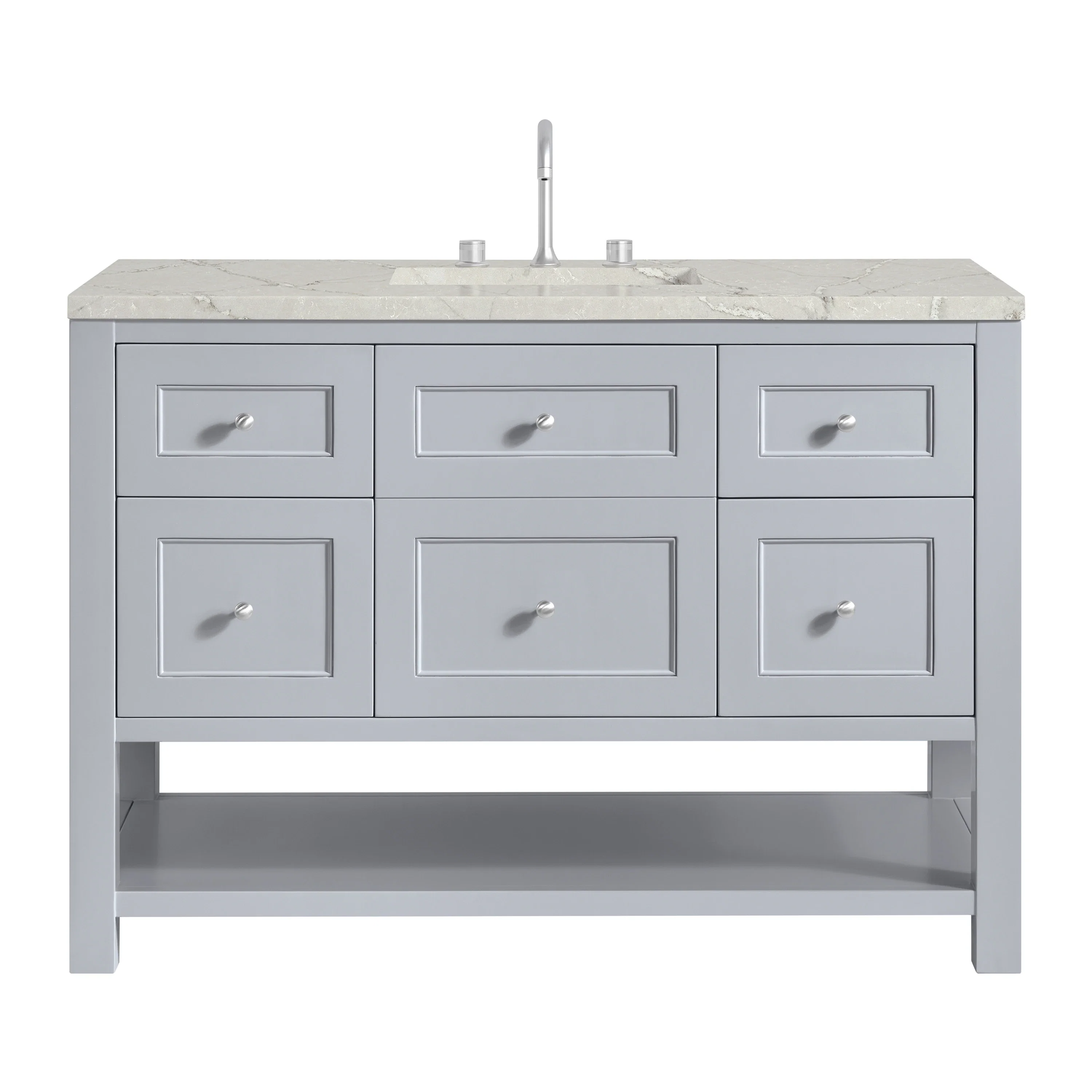 Breckenridge 48" Single Vanity, Serenity Blue, w/ 3 CM Victorian Silver Quartz Top w/FreePower Wireless Charger