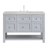Breckenridge 48" Single Vanity, Serenity Blue, w/ 3 CM Victorian Silver Quartz Top w/FreePower Wireless Charger