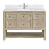 Breckenridge 48" Single Vanity, Whitewashed Oak w/ Single Hole 3CM White Zeus Silestone Top & Backsplash