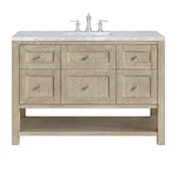 Breckenridge 48" Single Vanity, Whitewashed Oak w/ 3 CM Carrara White Marble Top
