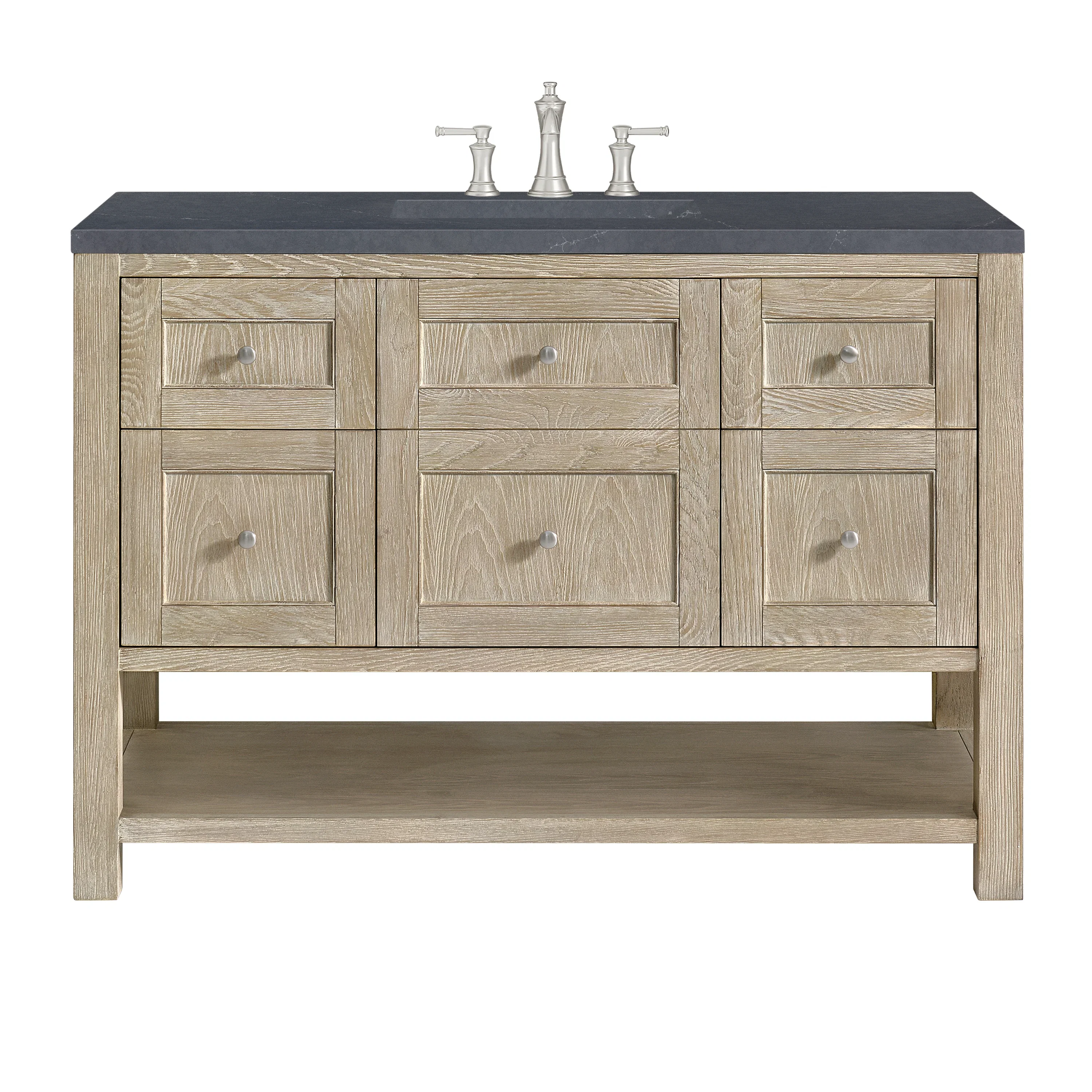 Breckenridge 48" Single Vanity, Whitewashed Oak w/ 3 CM Charcoal Soapstone Silestone Top