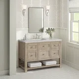 Breckenridge 48" Single Vanity, Whitewashed Oak w/ 3 CM Eternal Jasmine Pearl Silestone Top
