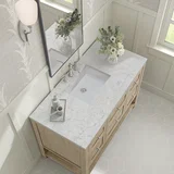 Breckenridge 48" Single Vanity, Whitewashed Oak w/ 3 CM Eternal Jasmine Pearl Silestone Top