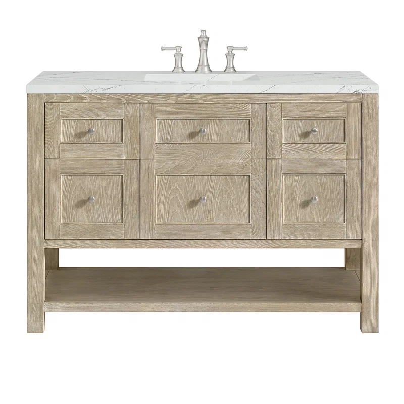 Breckenridge 48" Single Vanity, Whitewashed Oak w/ 3 CM Ethereal Noctis Silestone Top