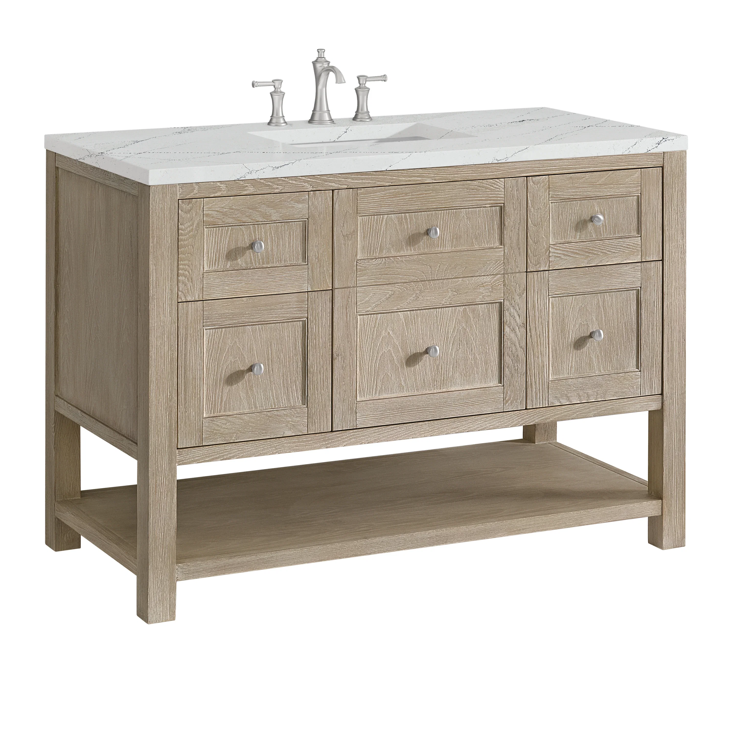 Breckenridge 48" Single Vanity, Whitewashed Oak w/ 3 CM Ethereal Noctis Silestone Top