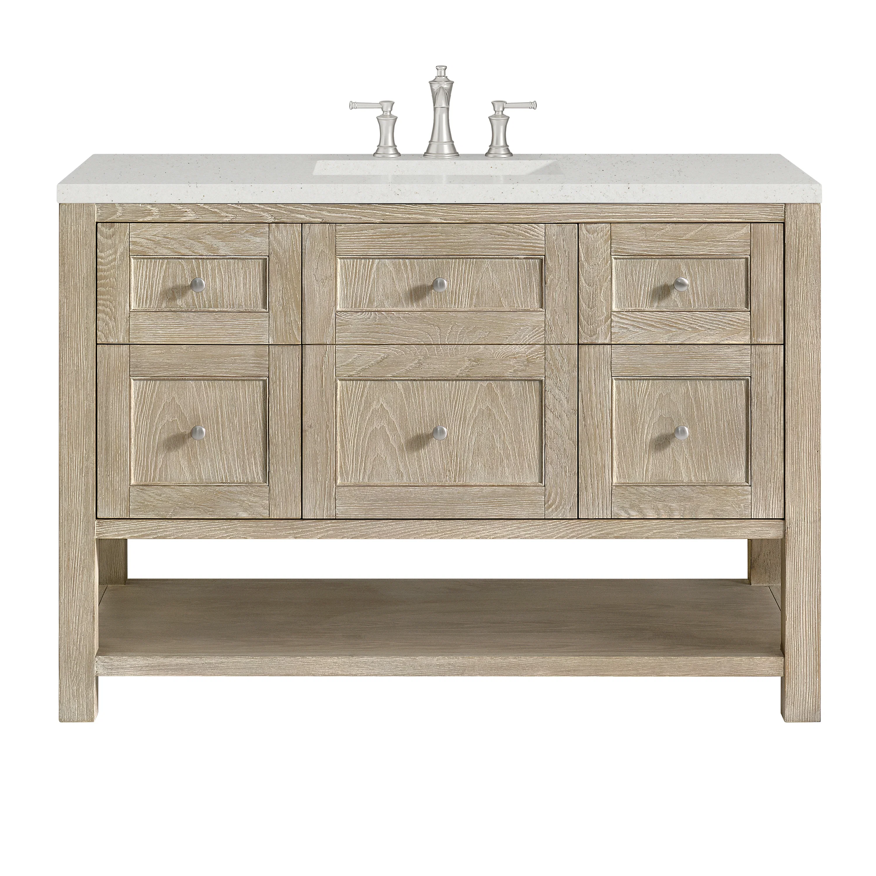Breckenridge 48" Single Vanity, Whitewashed Oak w/ 3 CM Lime Delight Silestone Top