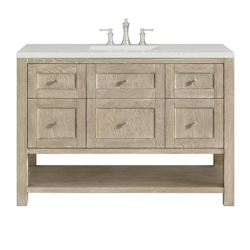 Breckenridge 48" Single Vanity, Whitewashed Oak w/ 3 CM Lime Delight Silestone Top