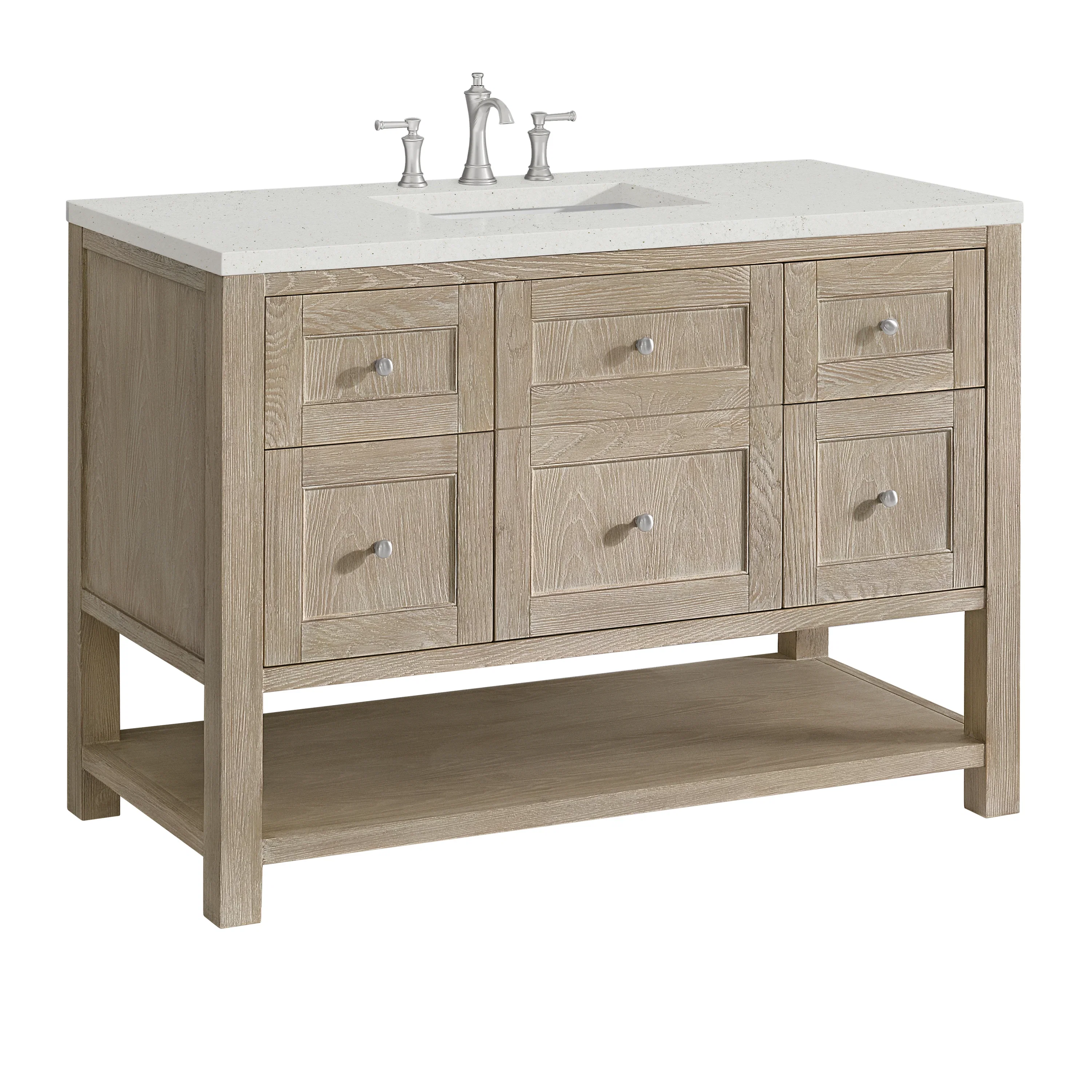 Breckenridge 48" Single Vanity, Whitewashed Oak w/ 3 CM Lime Delight Silestone Top
