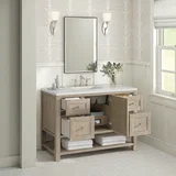 Breckenridge 48" Single Vanity, Whitewashed Oak w/ 3 CM Lime Delight Silestone Top