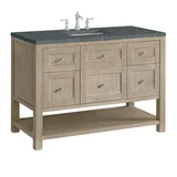 Breckenridge 48" Single Vanity, Whitewashed Oak w/ 3 CM Parisien Bleu Silestone Top