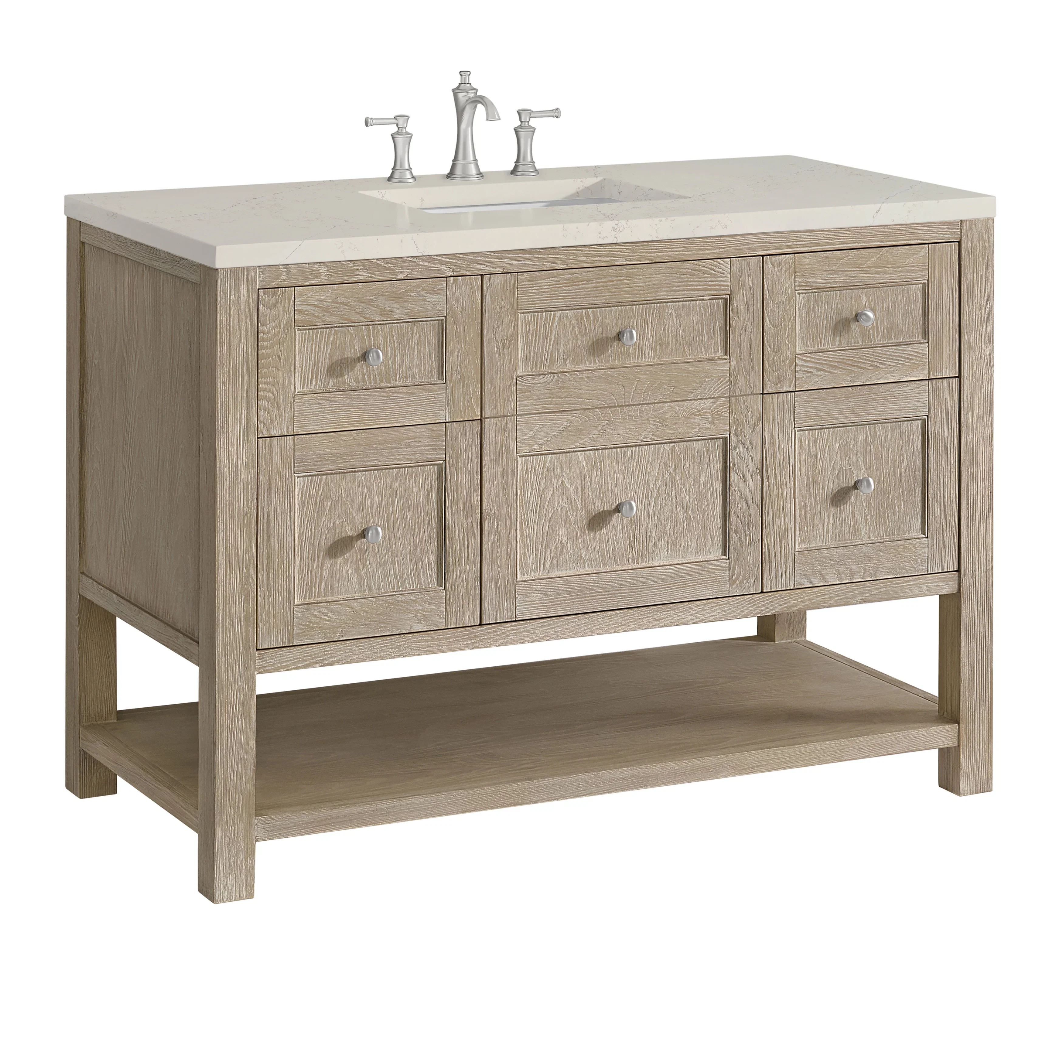 Breckenridge 48" Single Vanity, Whitewashed Oak, w/ 3 CM Siberian Silestone Top