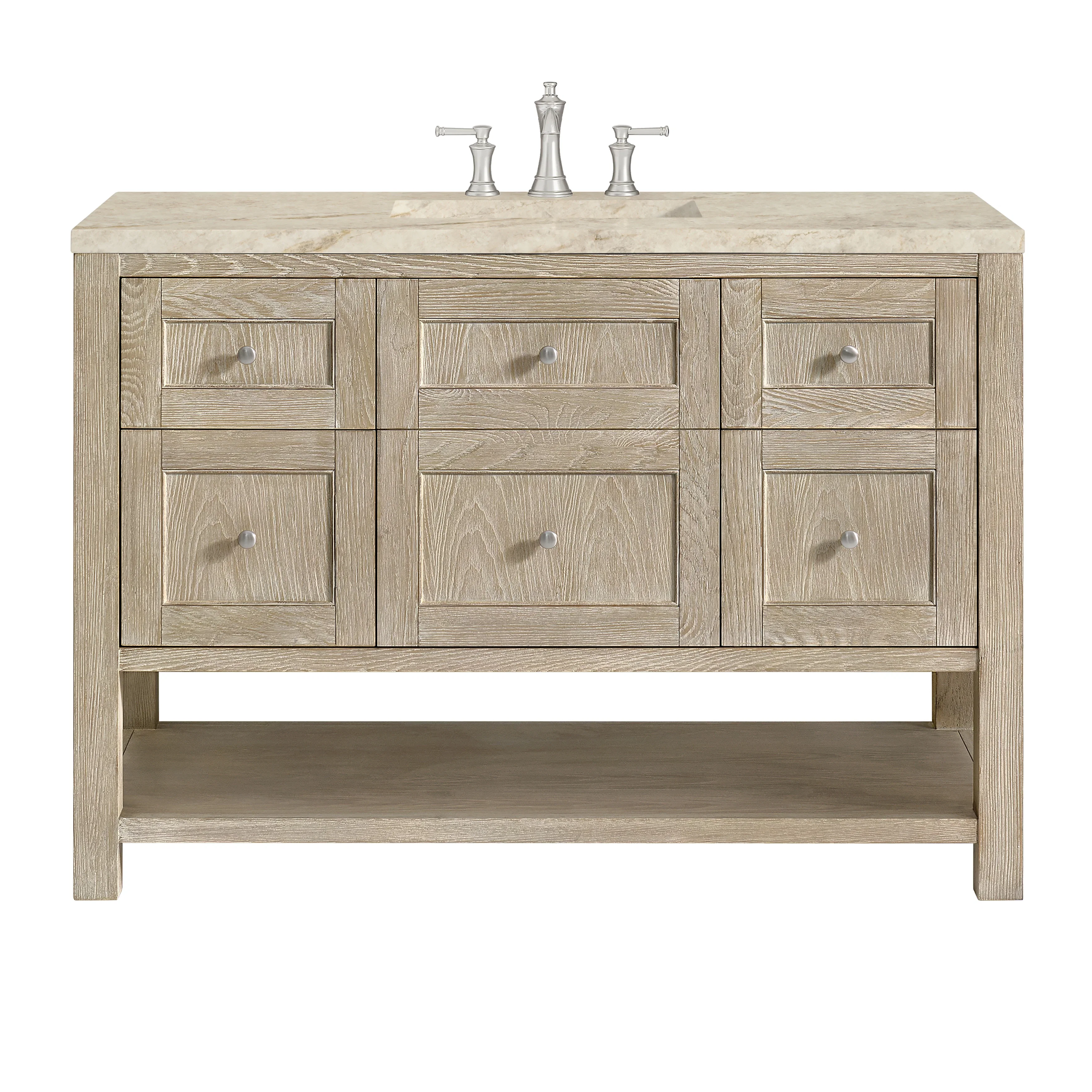 Breckenridge 48" Single Vanity, Whitewashed Oak, w/ 3 CM Tajnar Eclos Top
