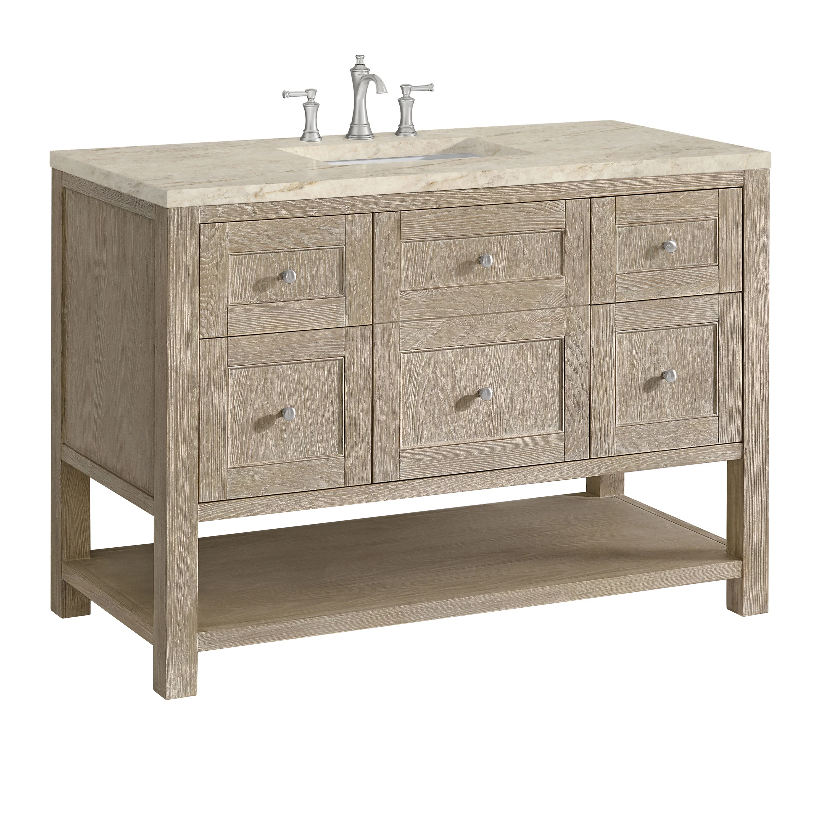 Breckenridge 48" Single Vanity, Whitewashed Oak, w/ 3 CM Tajnar Eclos Top