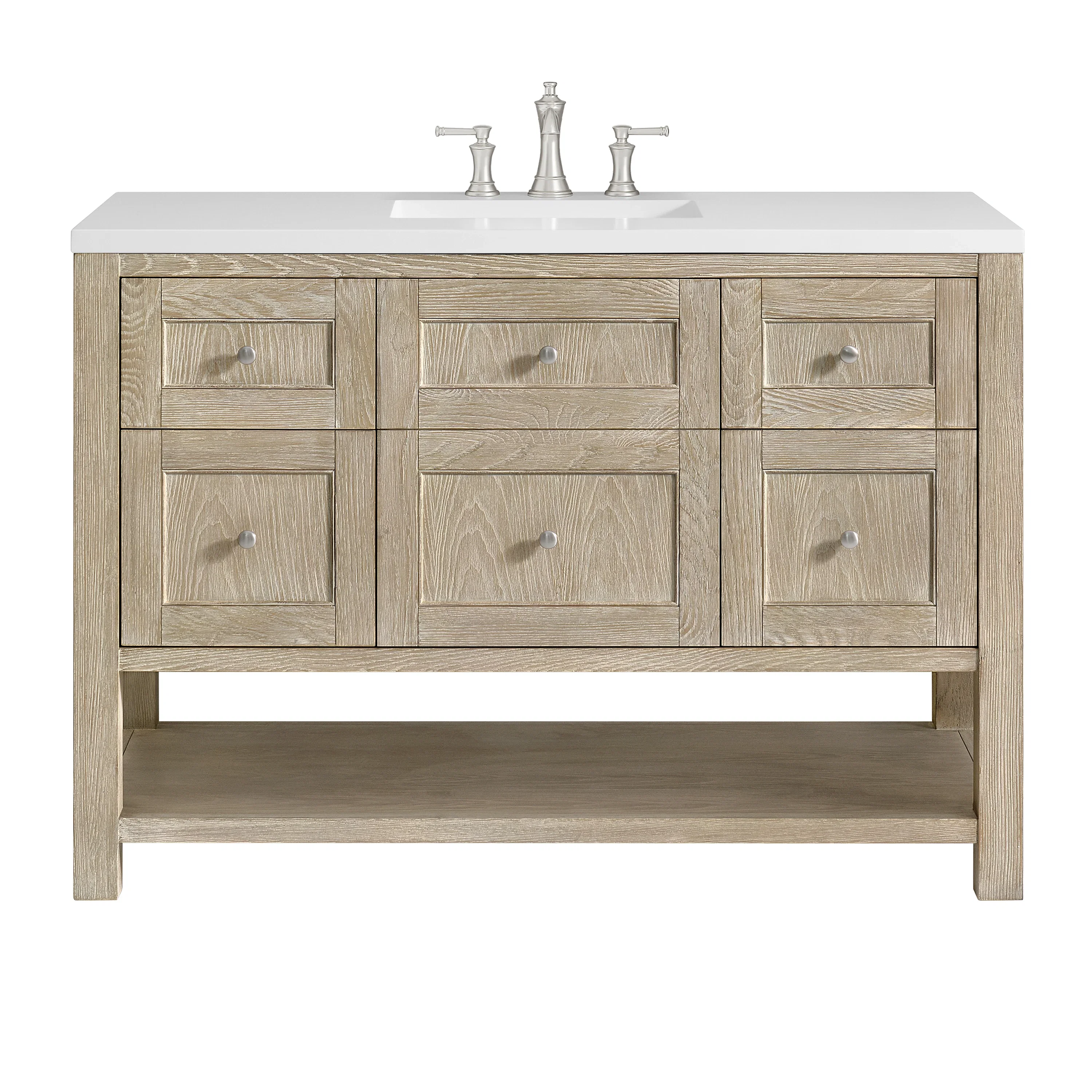Breckenridge 48" Single Vanity, Whitewashed Oak w/ 3 CM White Zeus Silestone Top