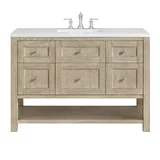 Breckenridge 48" Single Vanity, Whitewashed Oak w/ 3 CM White Zeus Silestone Top