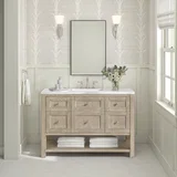 Breckenridge 48" Single Vanity, Whitewashed Oak w/ 3 CM White Zeus Silestone Top
