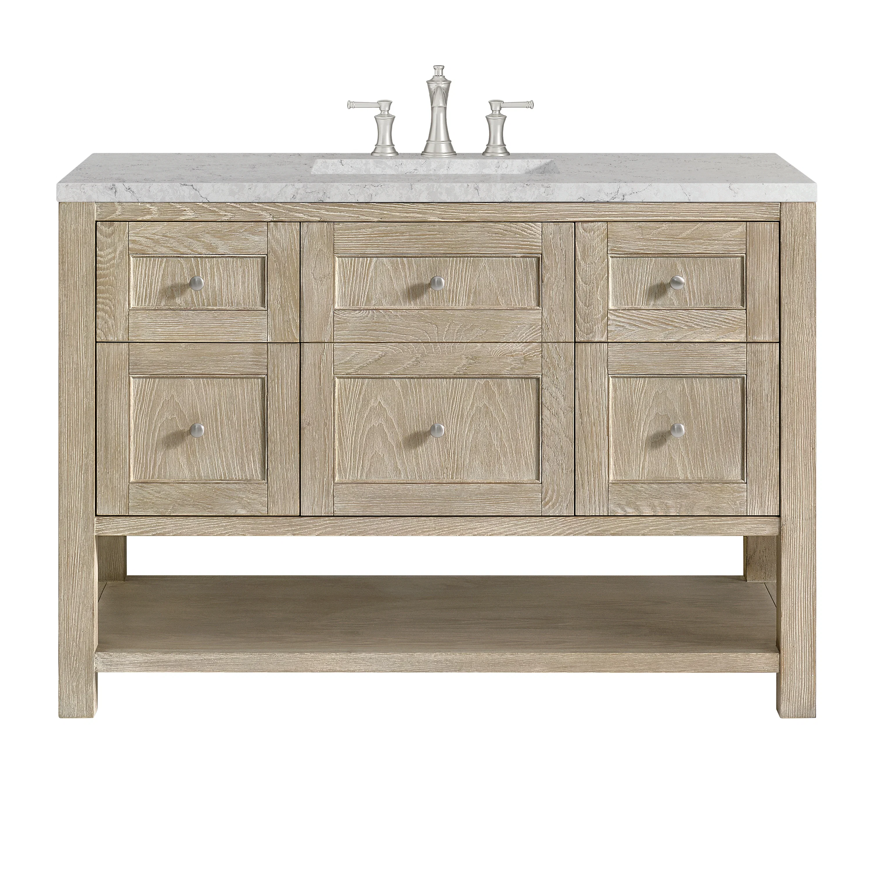 Breckenridge 48" Single Vanity, Whitewashed Oak w/ 3 CM Eternal Jasmine Pearl Silestone Top w/FreePower Wireless Charger