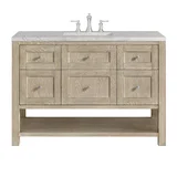 Breckenridge 48" Single Vanity, Whitewashed Oak w/ 3 CM Eternal Jasmine Pearl Silestone Top w/FreePower Wireless Charger