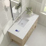 Breckenridge 48" Single Vanity, Whitewashed Oak w/ 3 CM Eternal Jasmine Pearl Silestone Top w/FreePower Wireless Charger