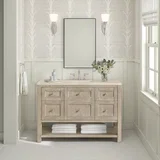 Breckenridge 48" Single Vanity, Whitewashed Oak w/ 3 CM Ethereal Noctis Silestone Top w/FreePower Wireless Charger