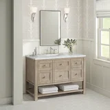 Breckenridge 48" Single Vanity, Whitewashed Oak w/ 3 CM Ethereal Noctis Silestone Top w/FreePower Wireless Charger