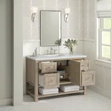 Breckenridge 48" Single Vanity, Whitewashed Oak w/ 3 CM Ethereal Noctis Silestone Top w/FreePower Wireless Charger
