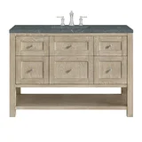 Breckenridge 48" Single Vanity, Whitewashed Oak w/ 3 CM Parisien Bleu Silestone Top w/FreePower Wireless Charger
