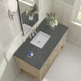 Breckenridge 48" Single Vanity, Whitewashed Oak w/ 3 CM Parisien Bleu Silestone Top w/FreePower Wireless Charger